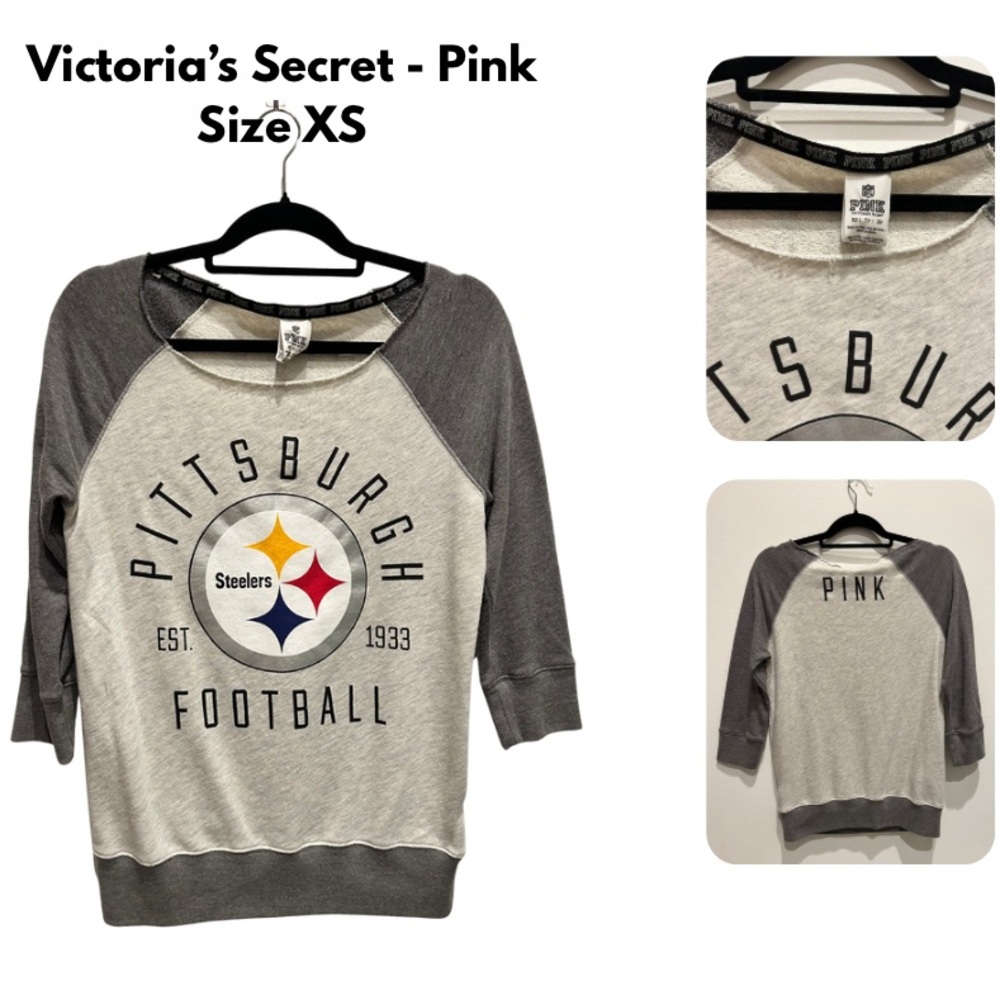 PINK Victoria's Secret Gray and White Pittsburgh Steelers Sweatshirt